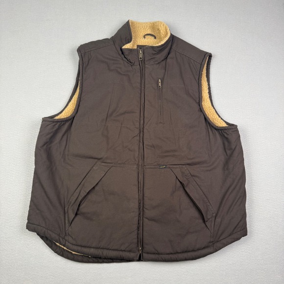 Lee Other - Lee Premium Select Mens XL Brown Canvas Sherpa Lined Workwear Puffer Vest Zip Up